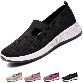 Women's Mesh Walking Shoes Slip On Loafers,Memory Foam Flat Sneakers Lightweight Non-Slip Breathable Wedge Mom Driving Nurse Shoes
