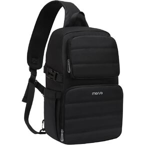 MOSISO Sling Backpack Travel Hiking Daypack for Men Women, Waterproof Crossbody Sling Bag with USB Charging Port & 2 Front Pockets One Shoulder Chest Bag for Outdoor Sports, Black