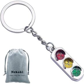 Creative Traffic Lights KeyChain Car Key Ring Alloy Key Chain Versatile Metal Gift for Women Men Child,New Driver Keychain Gift