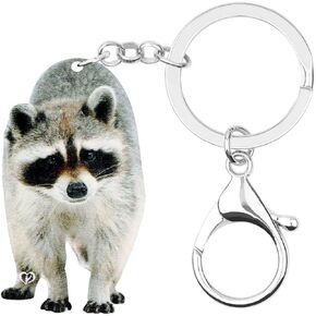 NEWEI Acrylic Northern Raccoon Keychains Rings Jungle Animal Jewelry Handbag Purse Car Charms Gift For Women Girls