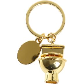 ZALING Mini Cute Simulation Toilet Keychain Car Keyring Creative Gift Bag Jewelry Pendant Accessories, Gold Color