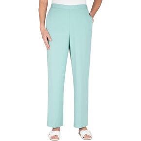بنطال Alfred Dunner النسائي ذو المقاس الكبير من نسيج التويل متوسط ​​الارتفاع وساق مستقيمة وطول قصير in Kuwait