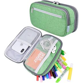 YONZONE Large Capacity Pencil Case Big Storage Pencil Bag Pouch 3 Multifunctional Compartment Pen Marker Cases Holder Portable Office Stationery Organizer Supplies Makeup Bag, Black