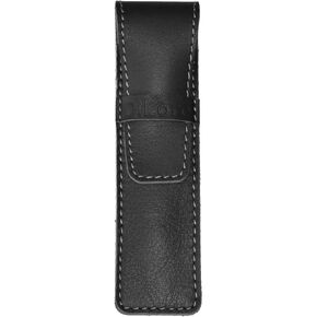 Full Grain Genuine Leather Single Pen Case Holder Sleeve Pouch in Black