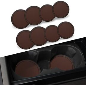 Car Cup Holder Insert Leather Coaster, Leather Cup Holder Coasters, Decoration Waterproof, Front and Rear Fit for Most Vehicle(Set of 4)(Black)