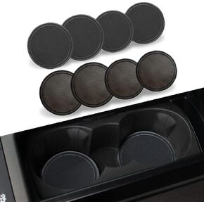 Car Cup Holder Insert Leather Coaster, Leather Cup Holder Coasters, Decoration Waterproof, Front and Rear Fit for Most Vehicle(Set of 4)(Black)