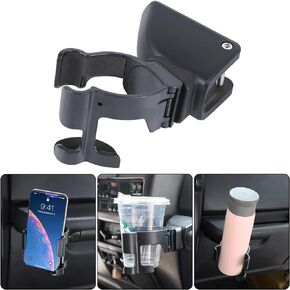 Savadicar TJ Grab Bar Multi-Function Phone Mount, 2 in 1 Bolt-on Cup Holder Stand, Drink/Phone Holder Compatible with 1996-2006 Jeep Wrangler TJ 2 Door & 4 Door, Interior Accessories, Black