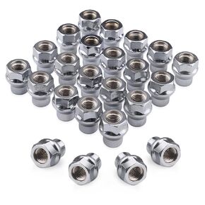 Richeer 24PCS M12x1.5 Chrome Open end Wheel Lug Nuts, 0.85 inch Height 12mmx1.5 Spline Acorn Aftermarket Lug Nuts with 1 Socket Key