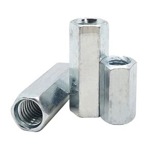 M8 X 1.25 x 50mm Long Rod Metric Hex Coupling Nut, Zinc Plated 10 Pcs