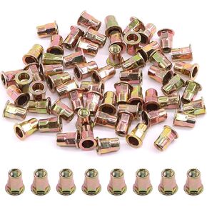 Glarks 60Pcs M8 Half Hex Body Flange Rivet Nuts Zinc Plated Carbon Steel Flat Head Threaded Insert Nut Rivnut Set (M8) in Kuwait
