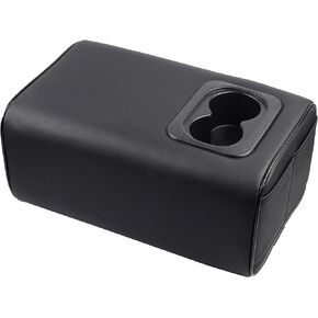 Dasbecan Universal Rear Seat Armrest 2 Row Console Box with Cup Holder Arm Rest Backseat Armrest Console Box Second Row Rear Central Armrest Box (Black Double Pocket)