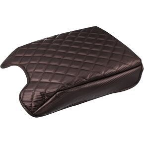 X AUTOHAUX Brown Faux Leather Center Console Cover Pad Armrest Protector Cover Pad Replacement for Ford F150 2015-2020 Brown Stitches