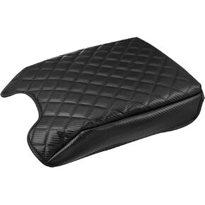 X AUTOHAUX Brown Faux Leather Center Console Cover Pad Armrest Protector Cover Pad Replacement for Ford F150 2015-2020 Brown Stitches