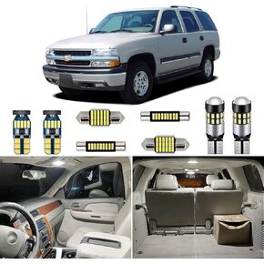 20 Piece White Interior LED Lights Kit for Chevrolet Chevy Tahoe/Suburban or GMC Yukon 2000 2001 2002 2003 2004 2005 2006 Super Bright 6000K Interior LED Light Bulbs Package + Install Tool