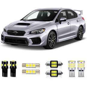 White LED Bulbs Package Kit Compatible with 2004-2016 2017 2018 2019 2020 2021 Subaru WRX/WRX STI/Impreza Interior Map Dome Light + License Plate Light and Install Tool, 8 Piece