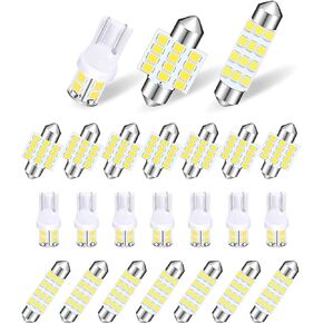 Pack-24 LED Car Bulb Kit, Car Interior Dome Light, T10 31 mm 42 mm Festoon Decorative Lights, Used for Indoor Map Dome Lights, License Lights, Trunk Lights (Blue)