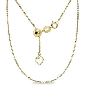 B. BRILLIANT Sterling Silver Rolo Bolo Adjustable Chain Necklace for Women Girls Men, Adjusts from 14-20" Inches