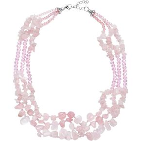 Shop LC Amethyst & Rose Quartz Beaded Necklace - Pink & Purple Crystal Layered Statement Necklace - Adjustable Gemstone & Bead Necklaces for Women - 18" - 20" Necklace LengthJewelry Birthday Mothers