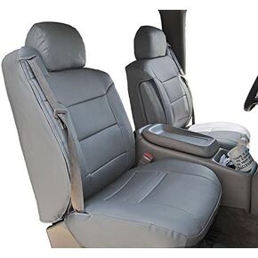 2003-2006 Chevy Silverado Grey Artificial Leather Custom Made Original fit Front Seat Covers & 2 Armrest Covers