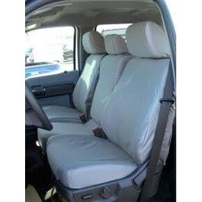 Durafit Seat Covers Made to fit, Gray Endura - 2011-2013 Ford F150-F550 Front 40/20/40 Split Seat Custom Seat Covers, Opening Console