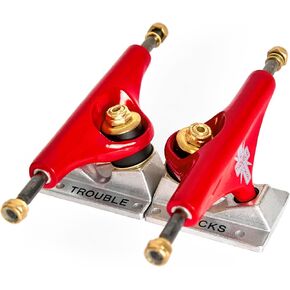 شاحنة تزلج مجوفة من Trouble Trucks - شماعة 139 ملم، محور 8.25 بوصة - فضي/أحمر - مجموعة من 2 (T14) in Kuwait