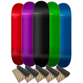 Yocaher Professional Canadian Maple Stain Skateboard decks size 31"x 7.5" / 7.75" / 8.0"/ 8.25"/ 8.5" -Double kicktail skateboard w/Assorted color skate decks W/detached Black Pro Grip Tape - Set of 5