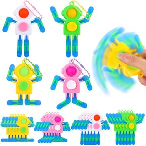 48 Pcs Fidget Spinners Bulk Pop DIY Deformable Astronaut Fingertip Toys Transformable Sensory Keychain Glow in The Dark Favors Deformable Astronaut Key Chain for Party Adults Birthday Gifts