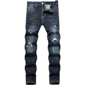 Men's Slim Fit Stretch Jeans Ripped Skinny Distressed Fashion Comfort Flex Waist Pants