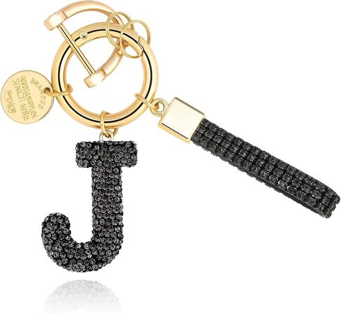 Alphabet Initial Letter Car Keychain with Sparkly Rhinestone Bling Gift for Woman Backpack Bag Charm Decoration in Saudi Arabia