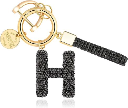 Alphabet Initial Letter Car Keychain with Sparkly Rhinestone Bling Gift for Woman Backpack Bag Charm Decoration in Saudi Arabia