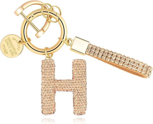 Alphabet Initial Letter Car Keychain with Sparkly Rhinestone Bling Gift for Woman Backpack Bag Charm Decoration in Saudi Arabia