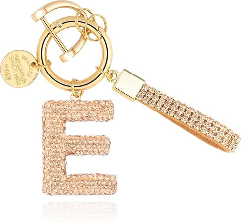 Alphabet Initial Letter Car Keychain with Sparkly Rhinestone Bling Gift for Woman Backpack Bag Charm Decoration in Kuwait
