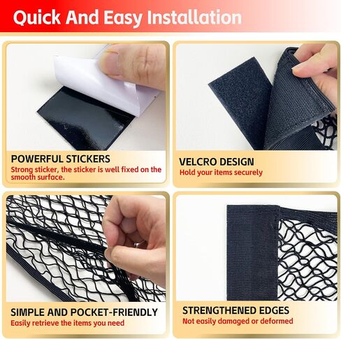2pcs Universal Mesh Car Nets, Elastic Small Car Trunk Organizer, Car Trunk Net,Automotive Cargo Nets, for SUV, Rv, Cars and Trucks,with Tape Stickers in Saudi Arabia