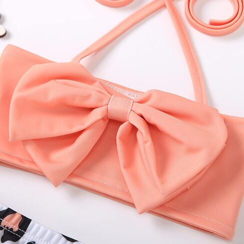XFGLCK Toddler Girls Swimsuit Bowknot Halter Top+ Stripe Ruffle Bottom Two-Piece Bikini Set Summer Bathing Suit in Saudi Arabia