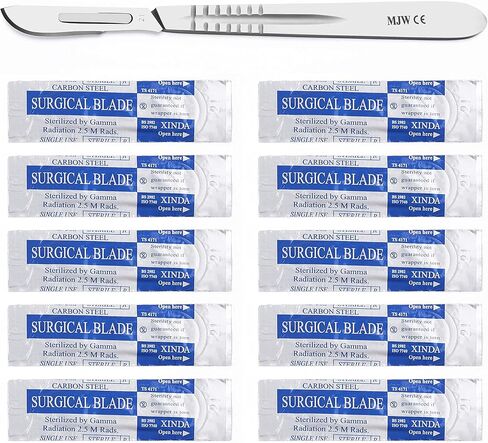 10 قطع مشرط 21 مع مقبض مشرط رقم 4 مناسب لصنع بطاقات الإشارة الجراحية in Kuwait