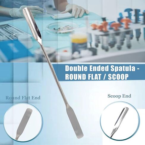 Stainless Steel Double Ended Micro Lab Scoop Spoon Half Rounded & Flat End Spatula Sampler (7 INCH) in Saudi Arabia