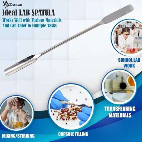 Stainless Steel Double Ended Micro Lab Scoop Spoon Half Rounded & Flat End Spatula Sampler (7 INCH) in Saudi Arabia