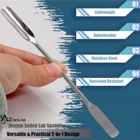 Stainless Steel Double Ended Micro Lab Scoop Spoon Half Rounded & Flat End Spatula Sampler (7 INCH) in Saudi Arabia