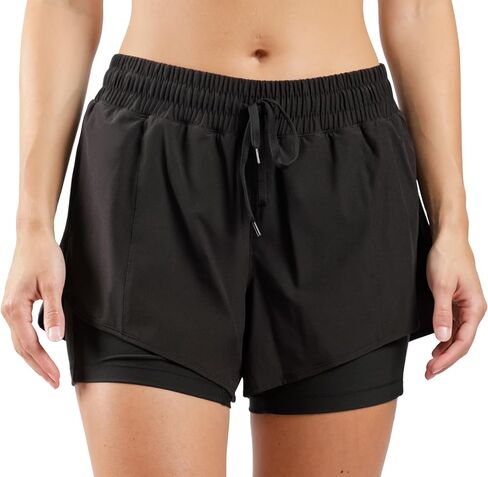 90 Degree By Reflex Lightweight Workout Shorts 2 in 1 Running Yoga Gym Shorts with Inner Biker Short Pockets in Kuwait