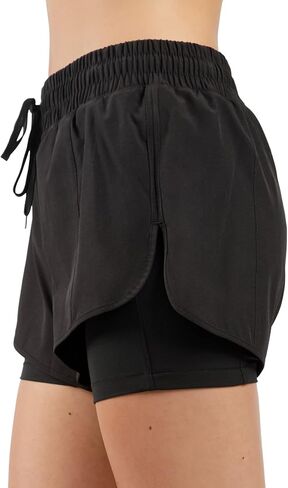 90 Degree By Reflex Lightweight Workout Shorts 2 in 1 Running Yoga Gym Shorts with Inner Biker Short Pockets in Kuwait