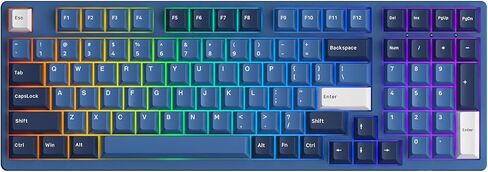 لوحة مفاتيح الألعاب الميكانيكية Akko، 3098B Plus إضاءة خلفية RGB قابلة للتبديل السريع، أغطية مفاتيح PBT، لوحة مفاتيح ألعاب Ocean Star Cherry مع برنامج لجهاز Mac & Win (كريم بلو برو) in Kuwait