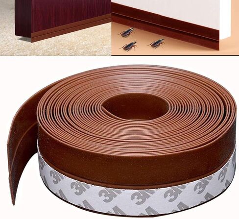 Silicone Seal Strip Weather Strip for Door Seal Strip 5M/16 FT Sealing Sticker Adhesive for Doors Window Gaps Anti Collision Weather Stripping(25MM Door Bottom Tape, Brown) in Saudi Arabia