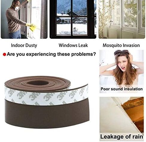 Silicone Seal Strip Weather Strip for Door Seal Strip 5M/16 FT Sealing Sticker Adhesive for Doors Window Gaps Anti Collision Weather Stripping(25MM Door Bottom Tape, Brown) in Saudi Arabia