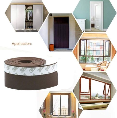 Silicone Seal Strip Weather Strip for Door Seal Strip 5M/16 FT Sealing Sticker Adhesive for Doors Window Gaps Anti Collision Weather Stripping(25MM Door Bottom Tape, Brown) in Saudi Arabia