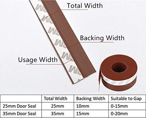Silicone Seal Strip Weather Strip for Door Seal Strip 5M/16 FT Sealing Sticker Adhesive for Doors Window Gaps Anti Collision Weather Stripping(25MM Door Bottom Tape, Brown) in Saudi Arabia