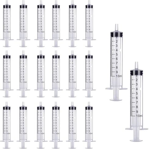 20 عبوة من المحاقن البلاستيكية مع علامات القياس، مختومة بشكل فردي مثالية للاستخدام عن طريق الفم، وإعادة التعبئة، وإطعام الحيوانات الأليفة، بما في ذلك وضع الزيت أو الغراء 10 مل in Kuwait