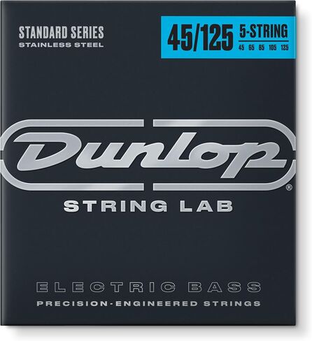 JIM JIM DUNLOP DBS45130T Stainless Steel Bass Strings, Medium 5-String w/ Tapered B, .045–.130, 5 Strings/Set in Saudi Arabia