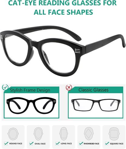 نظارات القراءة Eyekepper عين القطة للنساء للقارئات كبيرة الحجم - أخضر +2.50 in Saudi Arabia