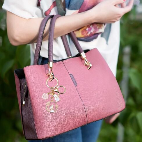 2 قطعة سلسلة مفاتيح رائعة على شكل أرنب لطيف على شكل أرنب سلسلة مفاتيح معدنية على شكل قطرة زيت مع زهر أرنب وزهر الكرز لحقيبة الظهر/سلسلة المفاتيح/المحفظة/المحفظة in Kuwait