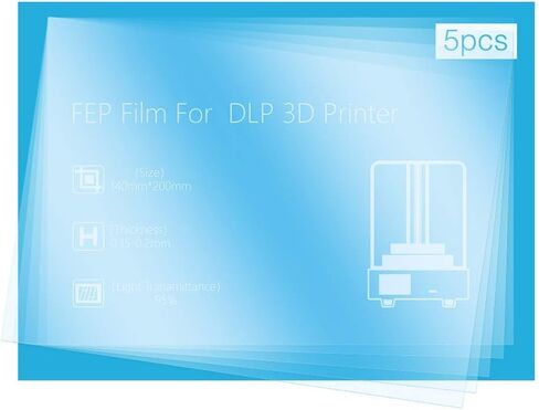فيلم FEP بسُمك 200 × 140 مم 0.15 مم لطابعة ELEGOO Mars/ANYCUBIC Photon/Photon S LCD SLA DLP ثلاثية الأبعاد - 5 عبوات in Kuwait